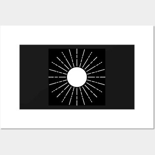 Black and white sun - monochromatic pattern for sophisticated vibes Posters and Art